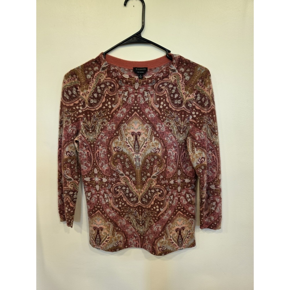 Talbots Women's Pure Cashmere Crewneck Sweater Size Small Peacock Luxury Cozy